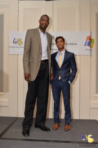 North Springs valedictorian Sanjay John poses with NBA legend Dikembe Mutombo at The Elaine Bryan Foundation 2016 Inspirational Luncheon & Awards Ceremony