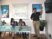 Georgia Tech doctoral candidate and Aerospace Engineer Jonathan Walker presents to the students.